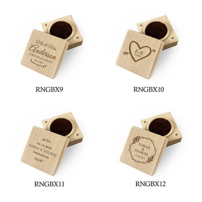 Engraved Ring Bearer Pillow Holder Gift Box Initials & Date Floral Frame