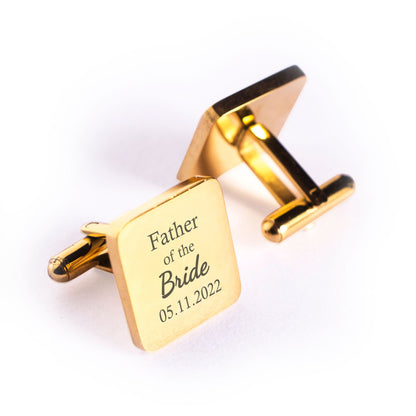 Personalised Engraved Stainless Steel Father of the Bride Always Your Little Girl Square Mens Wedding Cufflinks Gift with Custom Date