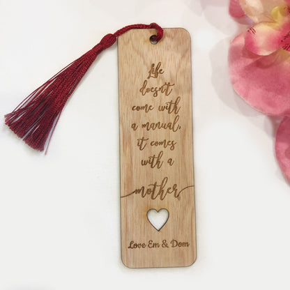 Personalised Wooden Bookmark with Tassel Engraved and message for Mothers Day Birthday Grandma mum
