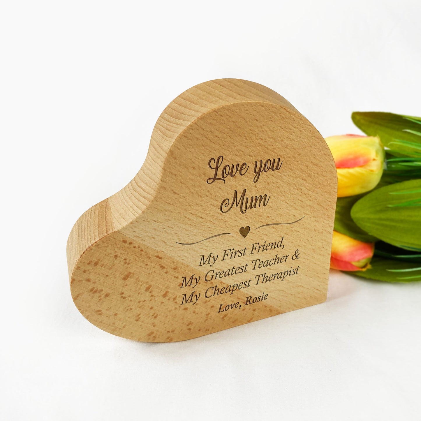 Personalised Engraved Mother’s Day Wooden heart Gift | Mum Mother Grandma | Happy Mothers Day Birthday | Custom message text name Date
