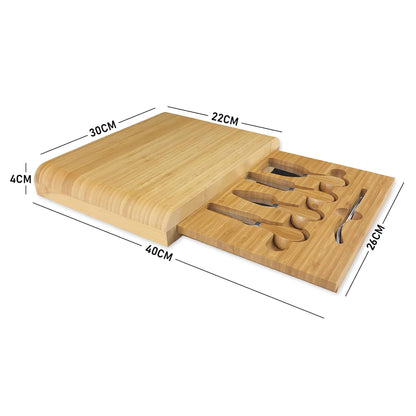 Wooden Cheese Board with Knives Set