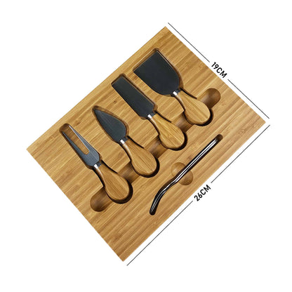 Wooden Cheese Board with Knives Set