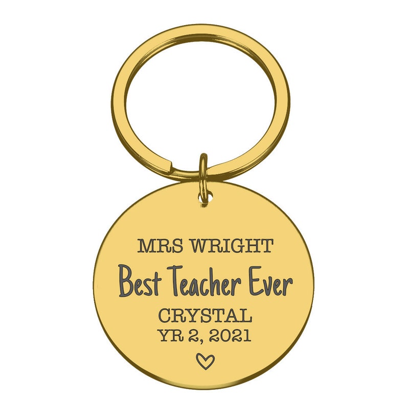 Engraved Best Teacher Ever Metal Key ring Gift Custom Names