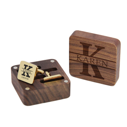 Personalised Engraved Stainless Steel Mens Square Cufflinks with Box