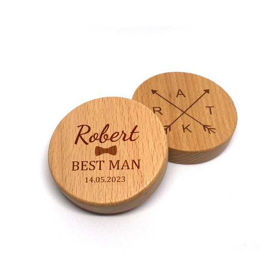 10 X Personalised Engraved Round Wooden Bottle Opener