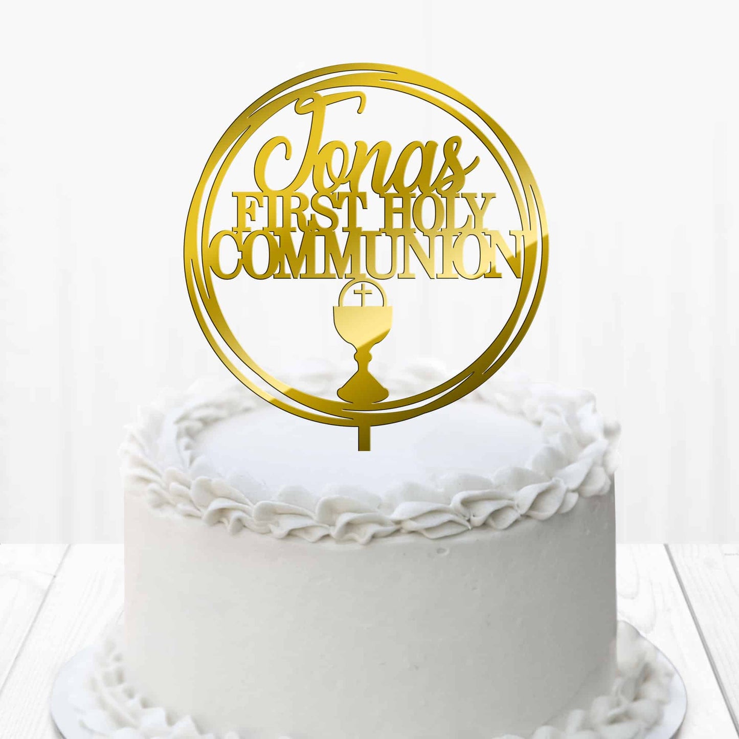 Round First Holy Communion Cake Topper with Chalice