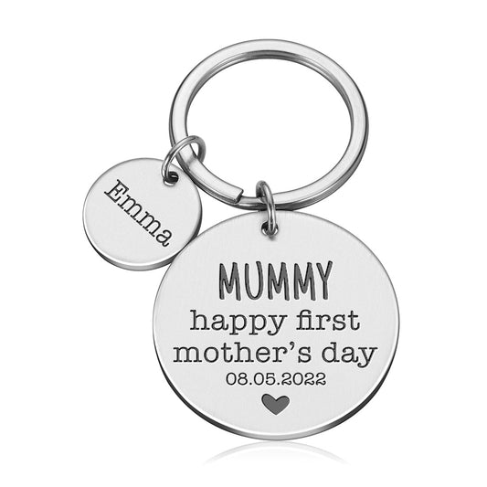 Engraved Metal Keyring Gift Happy First Mothers Day