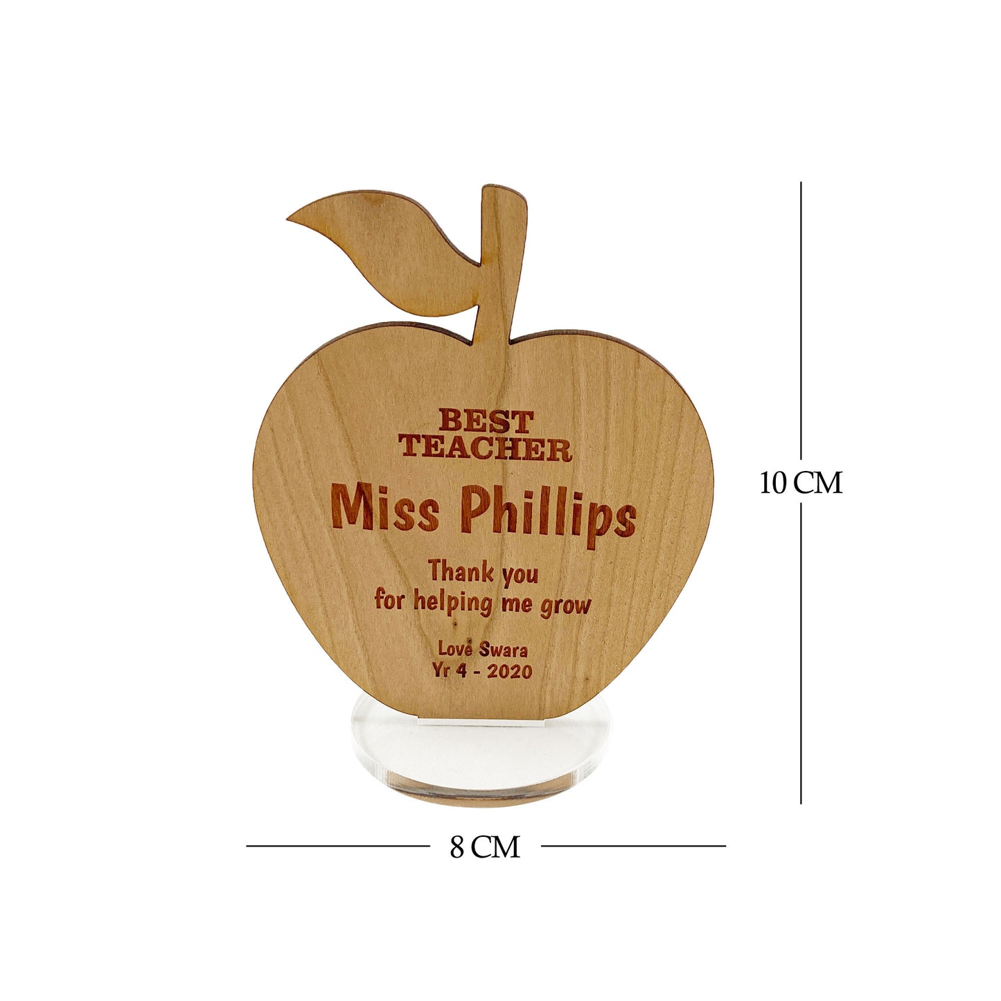 Wooden Apple Plaque with stand Gift Teachers Day End of Term Christmas
