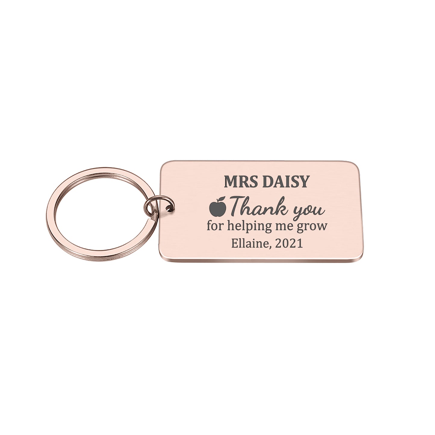 Thank You for helping me grow Teacher Key ring Gift Custom Initials and Date