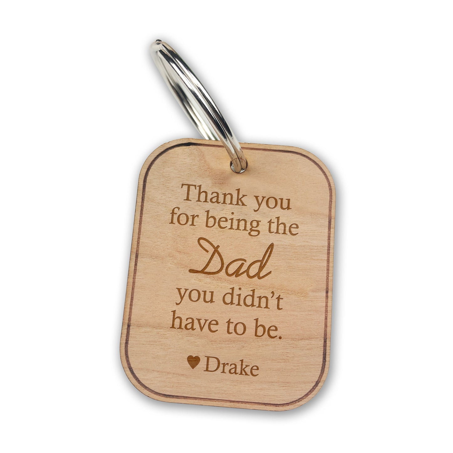 Wooden Engraved Wooden Keyring Gift For Step Dad Fathers Day Birthday