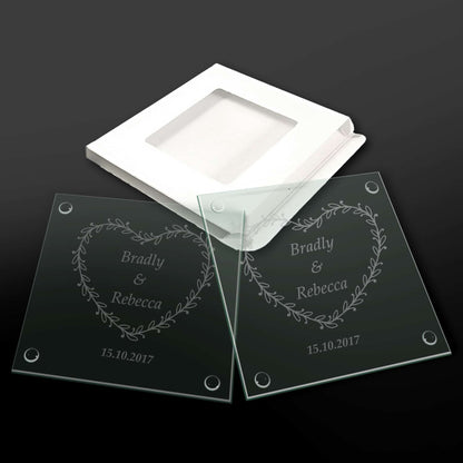 75 x Glass Coasters Wedding Party Favour with Gift Box