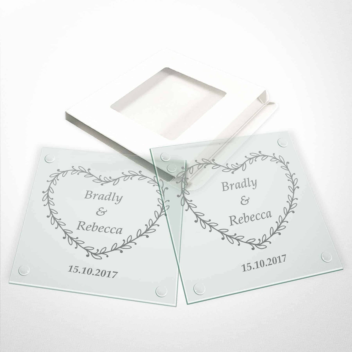 75 x Glass Coasters Wedding Party Favour with Gift Box