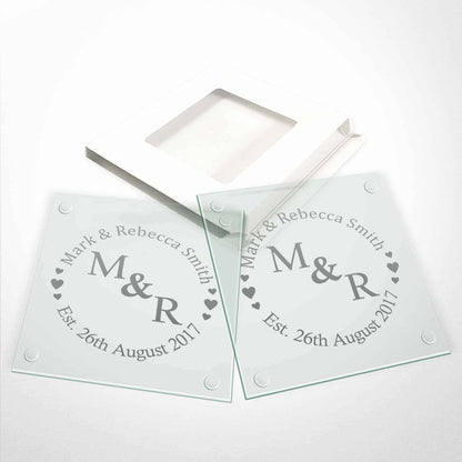 25 x Glass Coasters Favour for Wedding Party