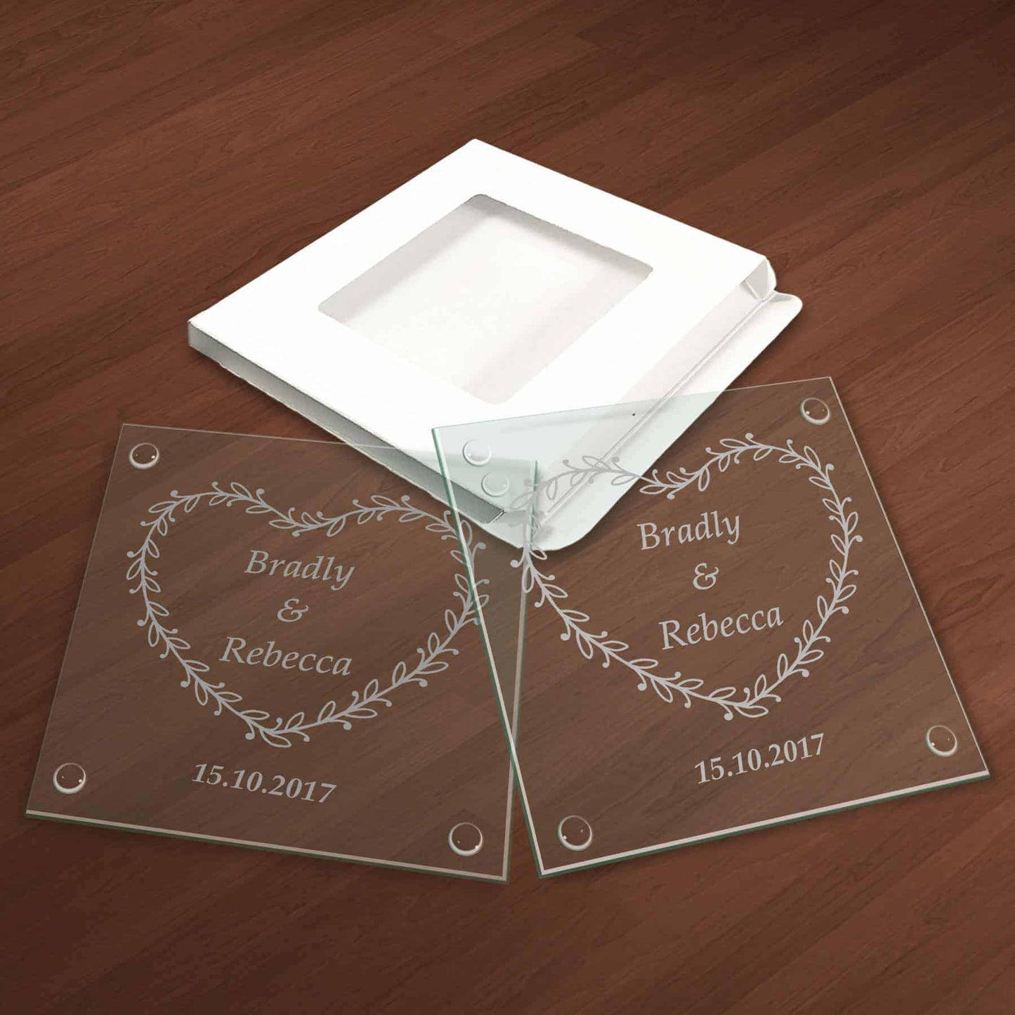 Glass Wedding Coaster Favour Bomboniere With Gift Box