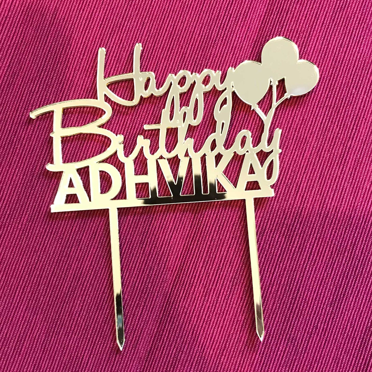 Happy Birthday Cake Topper with Balloons and Name