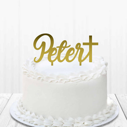 Cake Topper Name And Cross for Baptism Christening