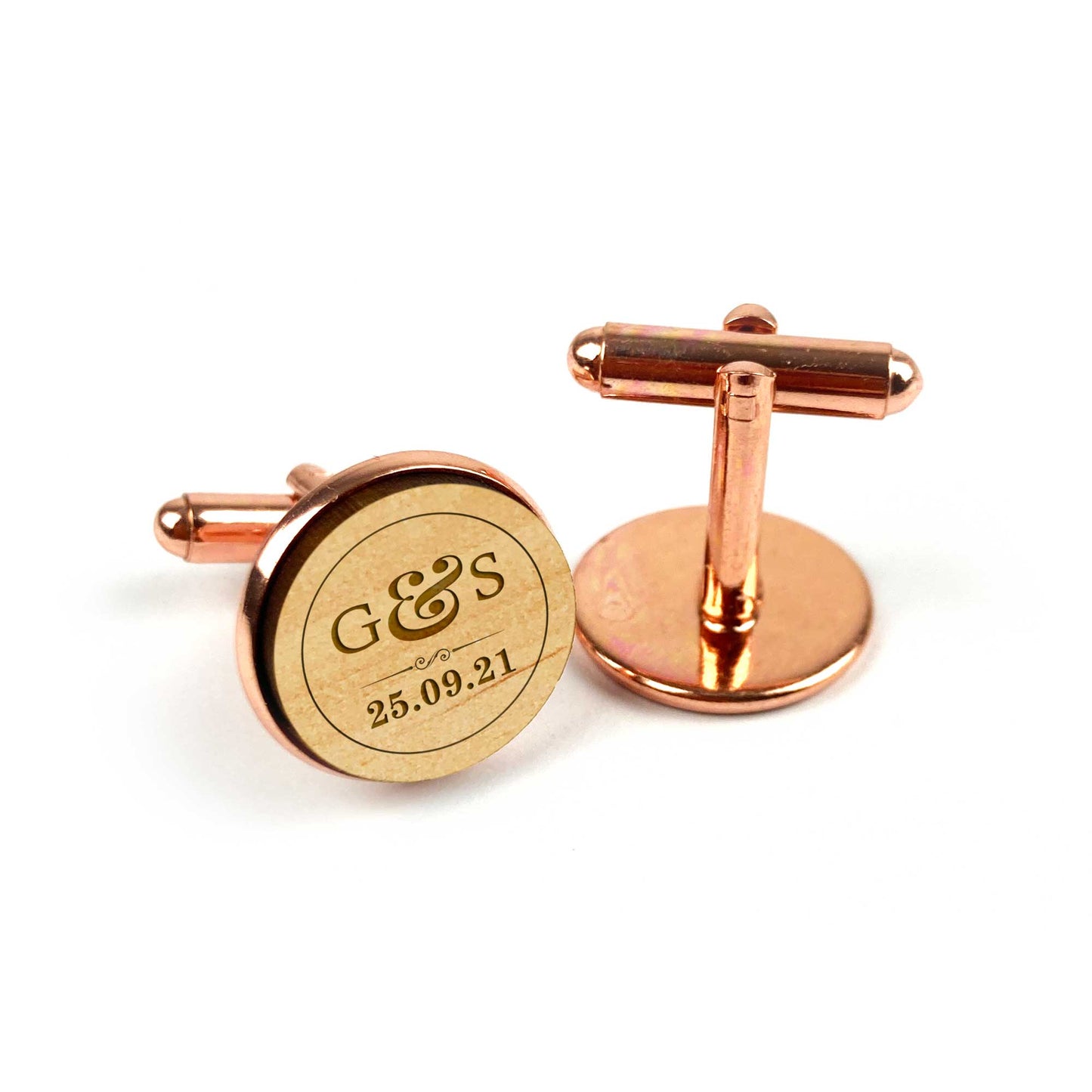 Round Initials Men's Cufflinks with Gift Box or Pouch