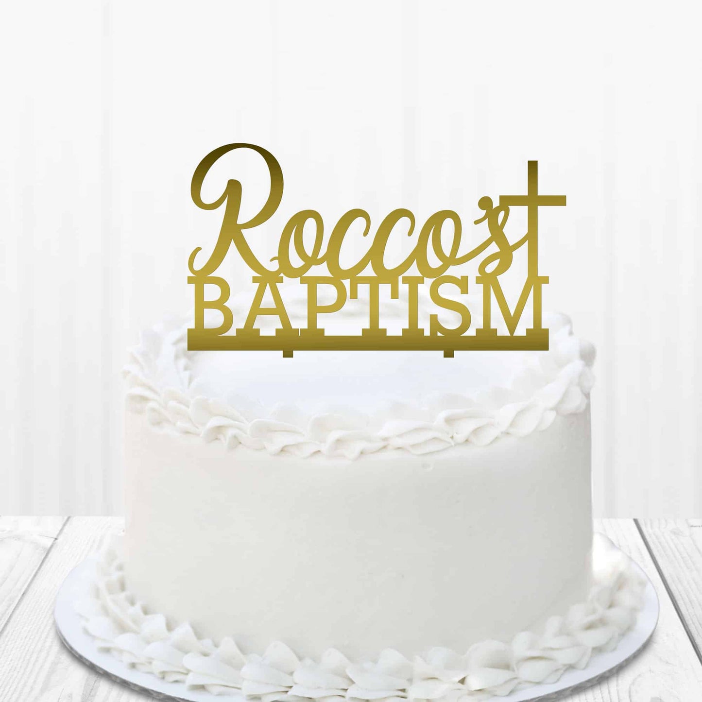 Baptism Cake Topper with Name And Cross