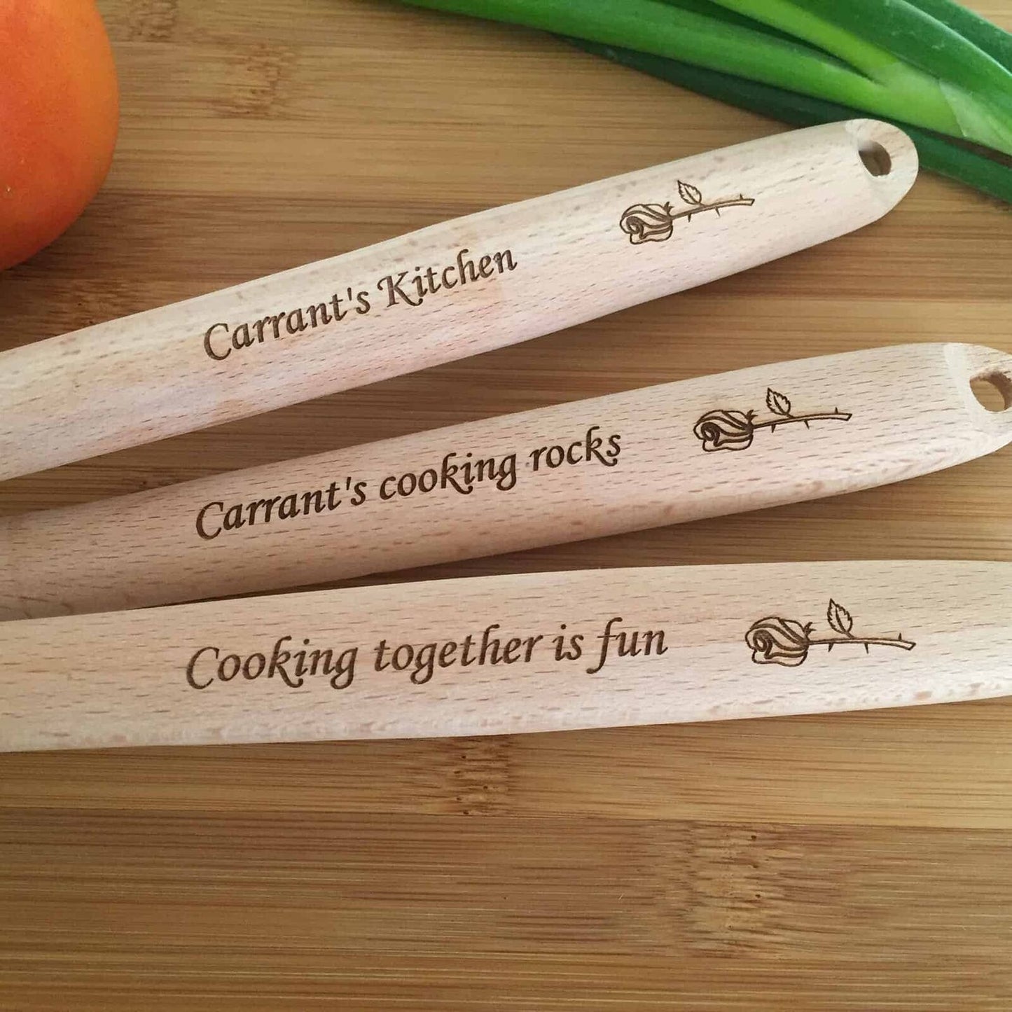3 Pcs Wooden favour Wedding Spoon Gift Set