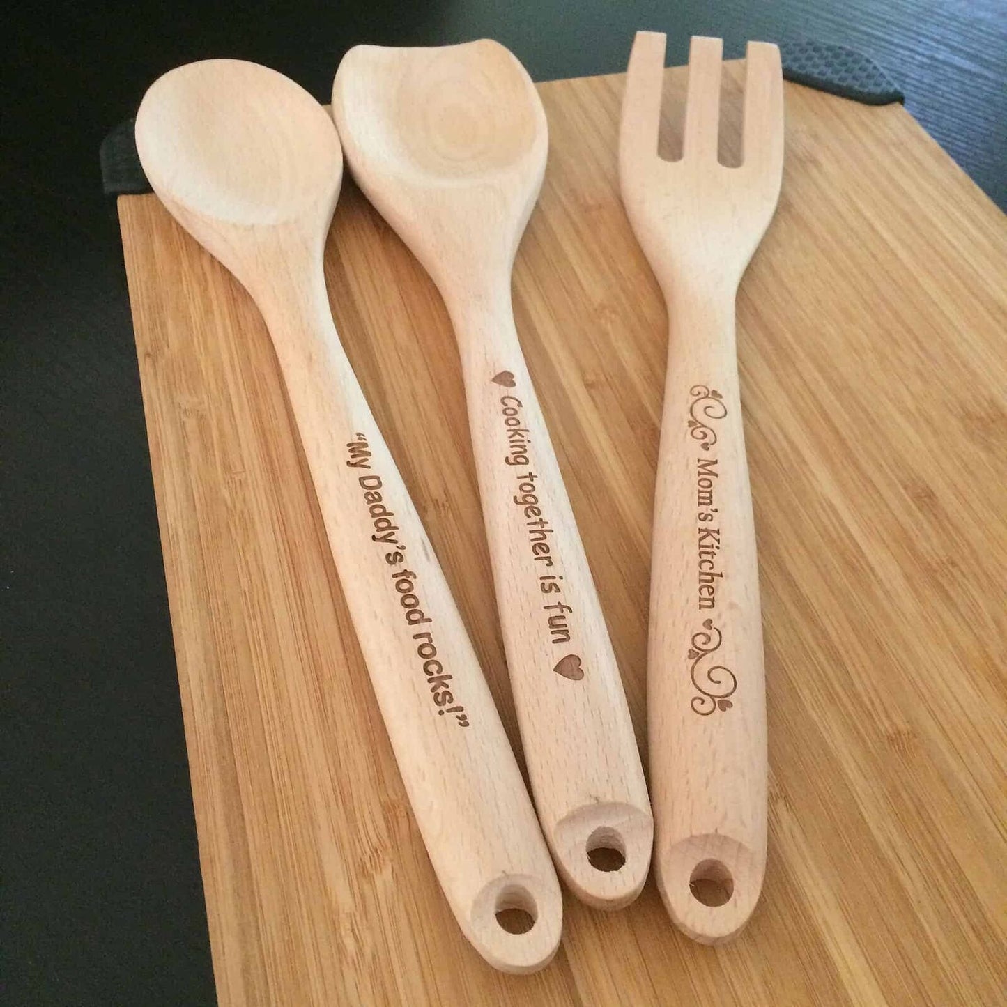 3 Pcs Wooden Kitchen Spoon set