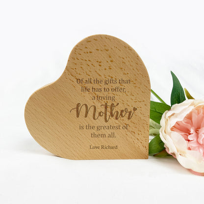 Wooden Heart Gift Mothers Day Birthday