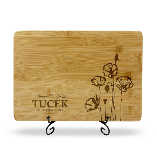 Chopping Board Gift with Flowers & Couple Names