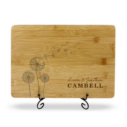 Chopping Board with Dandelion flower & Names