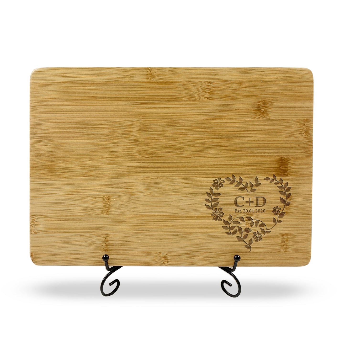 Floral Heart with Initials & Date Chopping Board Gift