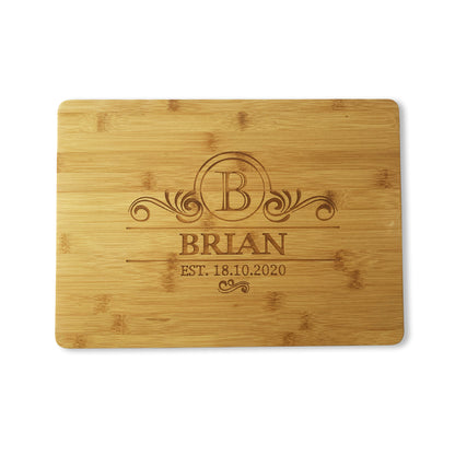 Monogram Chopping Board with Family Name & Date