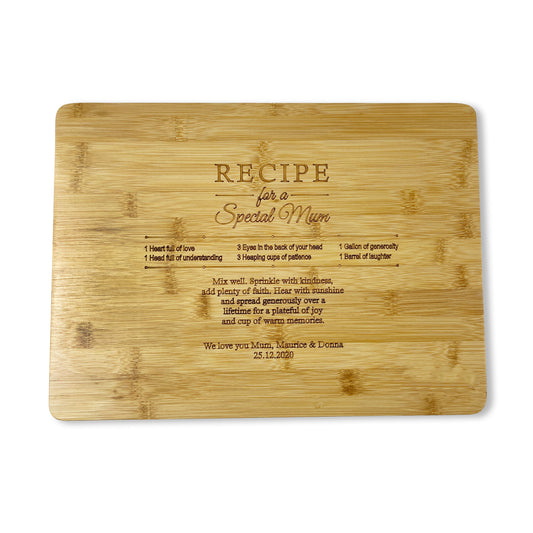 Recipe for Mum Wooden Chopping Board Gift Mothers Day