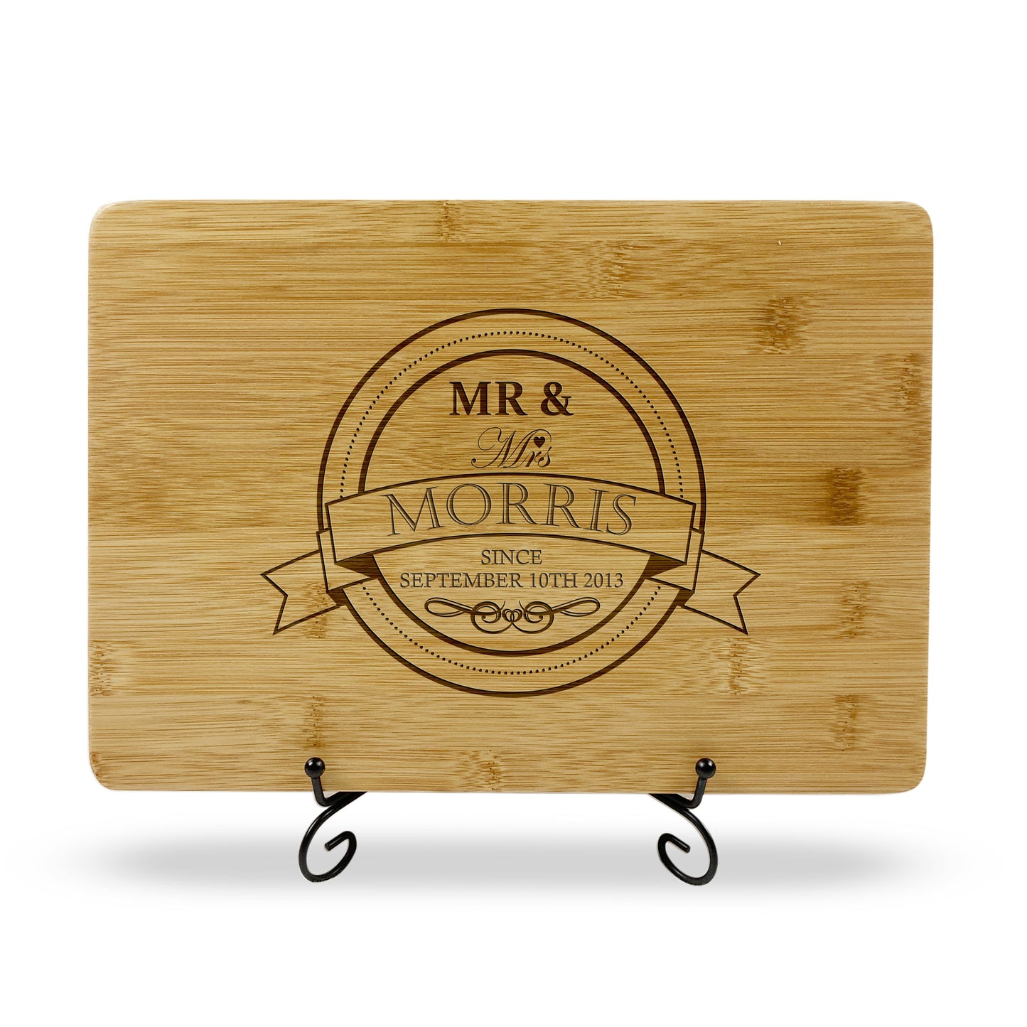 Mr & Mrs Badge Wooden Chopping Board Gift