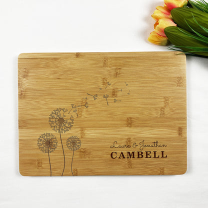 Chopping Board with Dandelion flower & Names
