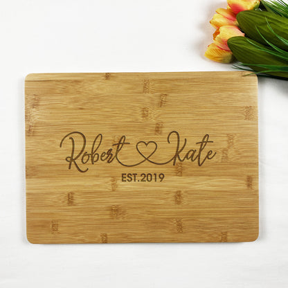 Heart & Name Wooden Chopping Board for Wedding Anniversary Housewarming