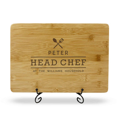 Head Chef Wooden Chopping Board Gift Fathers Day Birthday Valentines Day