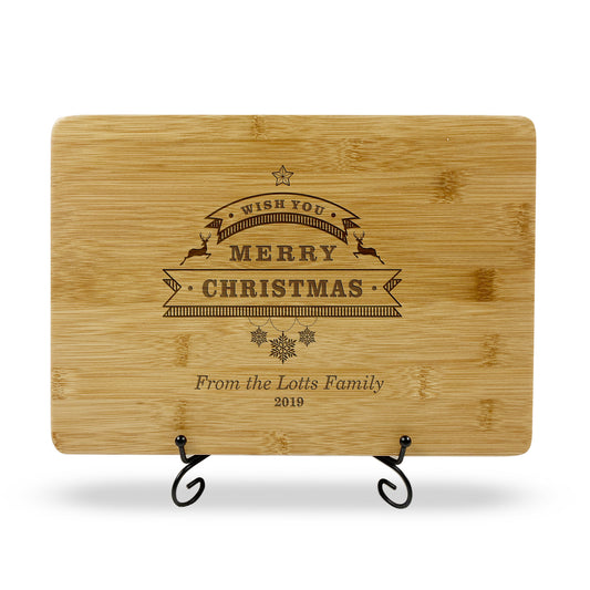 Personalised Merry Christmas Bamboo Cutting Board
