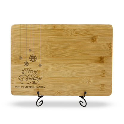Merry Christmas Snowflakes Engraved Wooden Chopping Board Family Gift