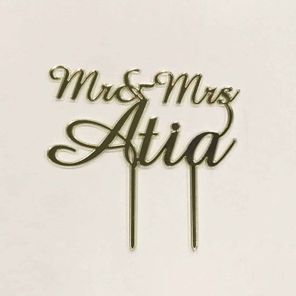 Mr & Mrs and Name Wedding Cake Topper