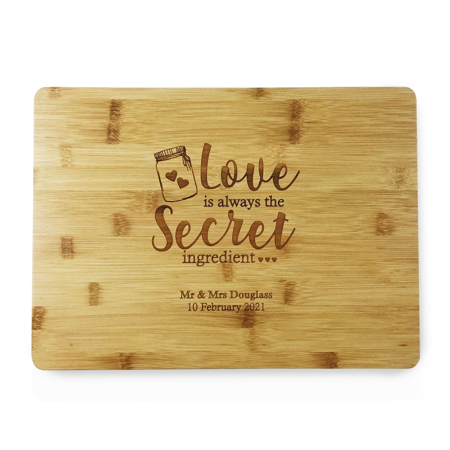 Love is Always the Secret Ingredient Engraved Wooden Chopping Board Wedding Anniversary