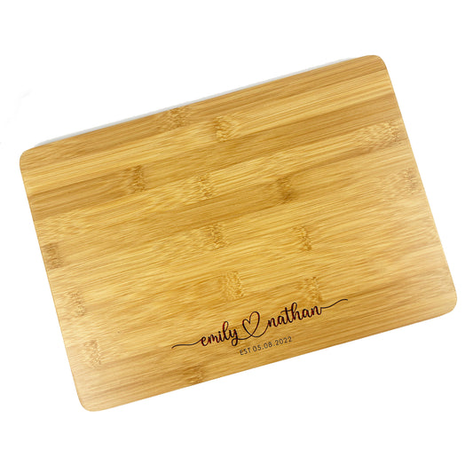 Wooden Chopping Board with Names Wedding Gift