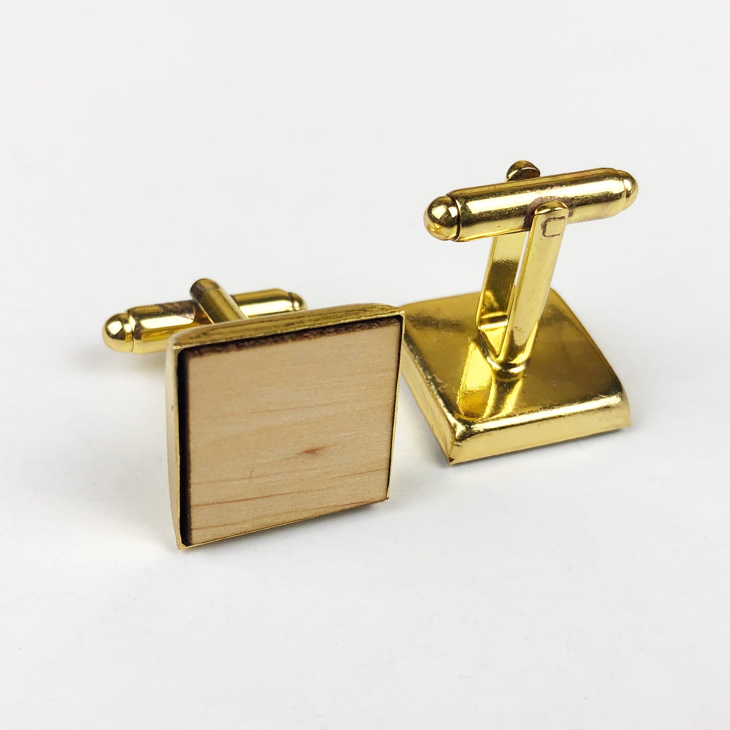 Square Initials Wooden Cufflinks with Wedding Role, Custom Names & Date