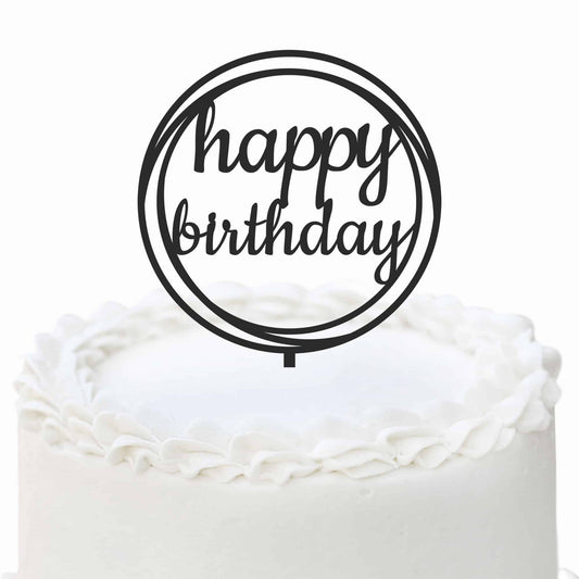 Happy Birthday Round Cake Topper