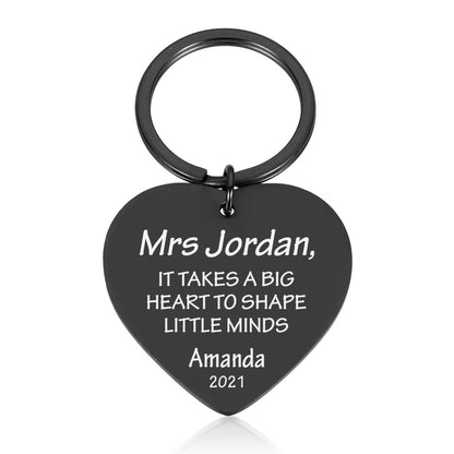 Engraved Metal Heart Teacher Key ring End of the term Thank You Gift