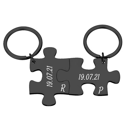 2 x Interlocking Jigsaw Puzzle Keyrings Gift Set
