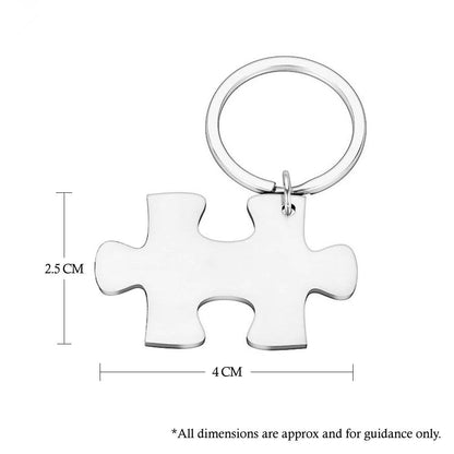2 x Interlocking Metal Jigsaw Puzzle Key rings Gift Set