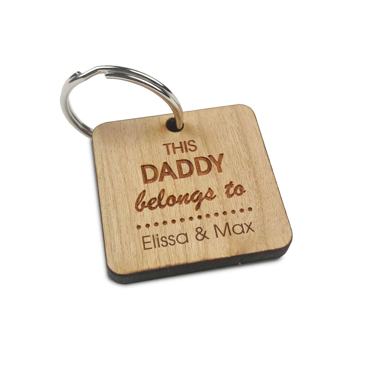 This Daddy Belongs to Square Wooden Key ring Gift Fathers Day Birthday