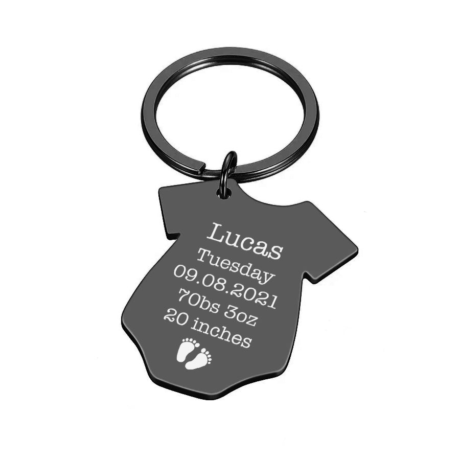 Engraved New Born Baby Arrival Metal Keyring