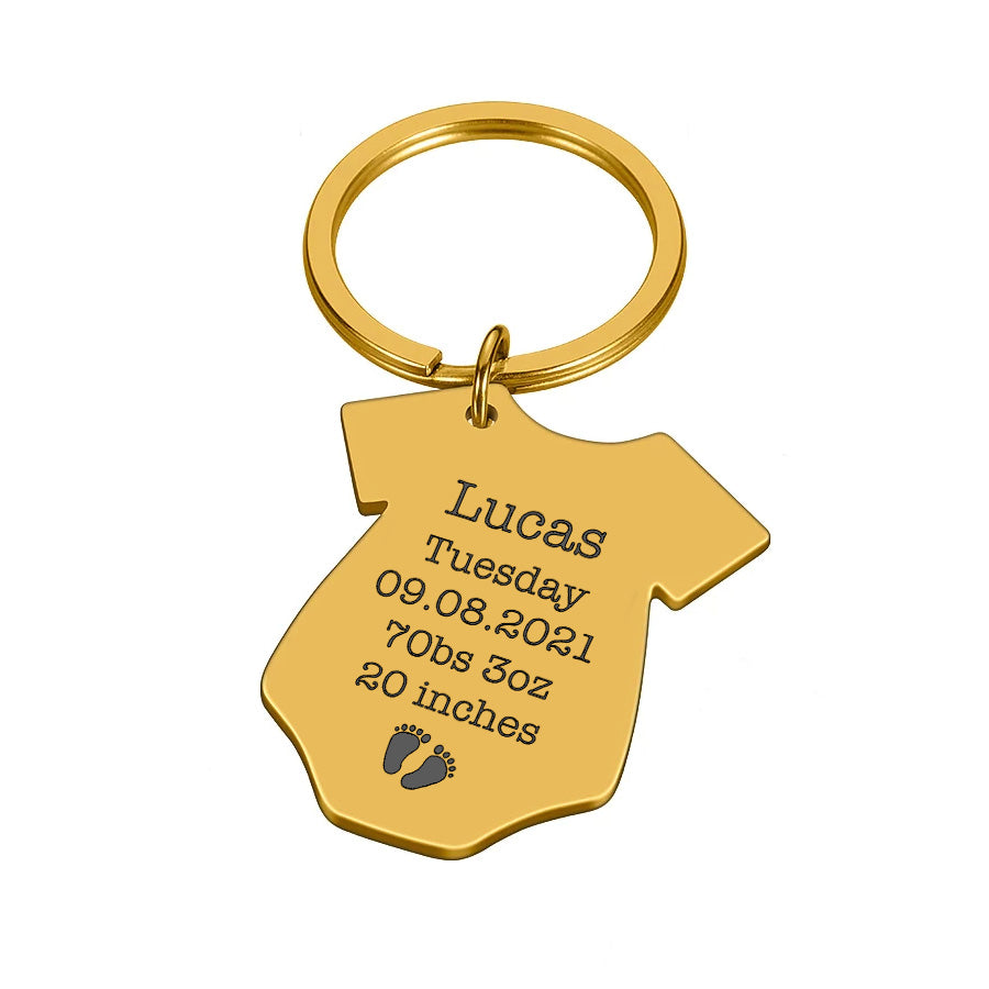 Engraved New Born Baby Arrival Metal Keyring