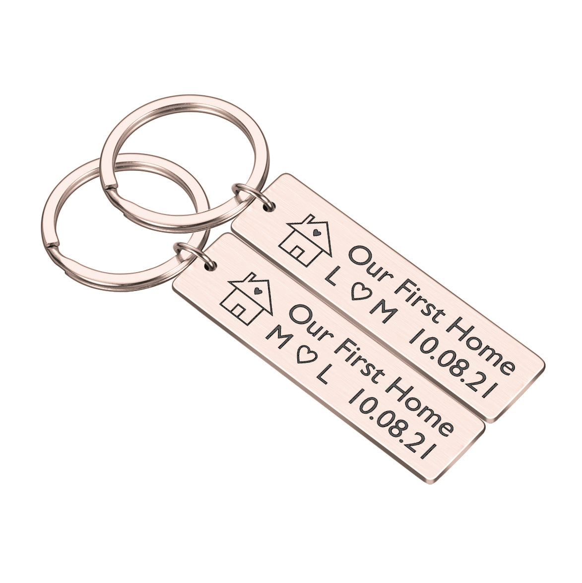 2 x First Home Couple Key ring Set New Home Housewarming Gift