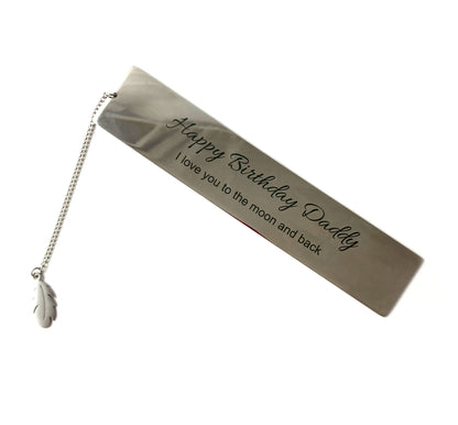 Personalised Stainless Steel Bookmark Engraved with message