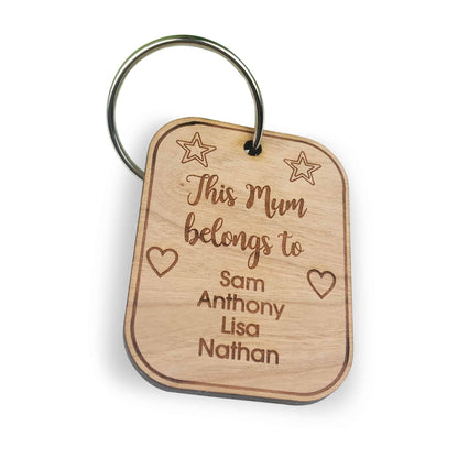 Wooden Engraved Wooden Keyring Gift For Mum Mothers Day Birthday